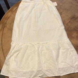 Withe long floral skirt